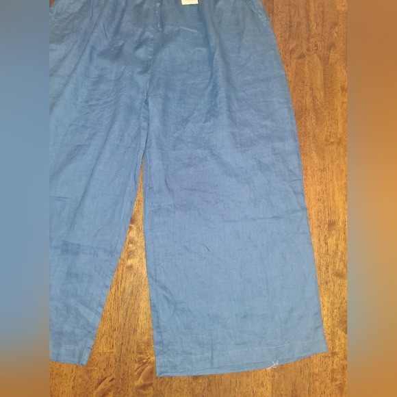 NWT Ecupper 100% Linen wide leg Cropped elastic drawstring pants pockets 3X - Picture 6 of 7